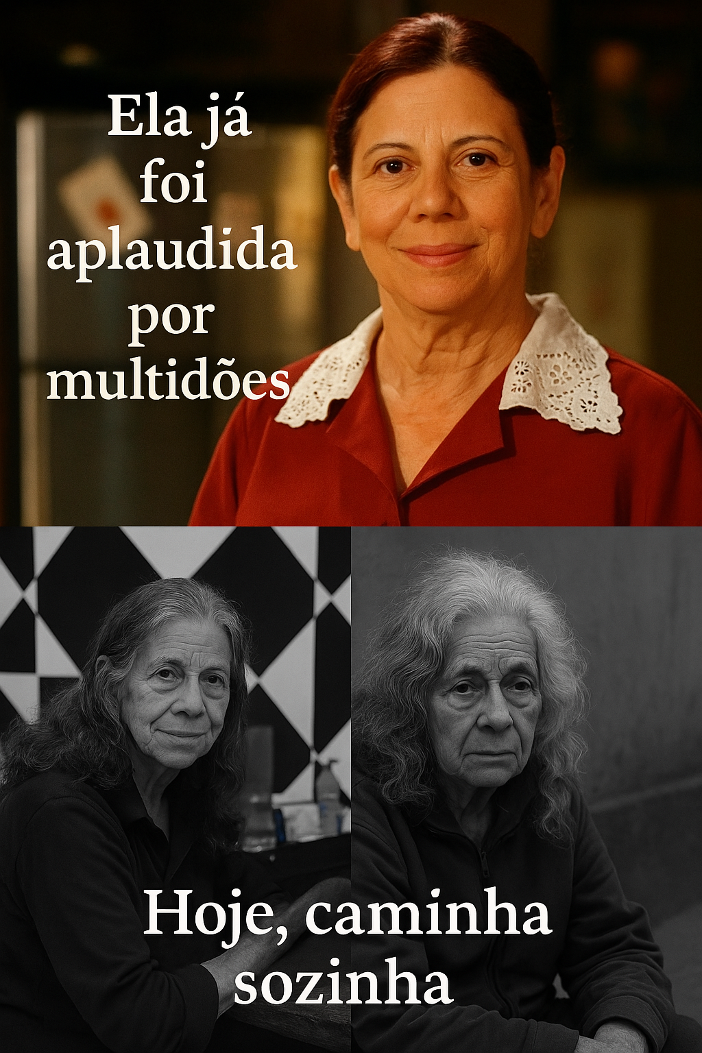 Maria Gladys: já foi aplaudida por multidões, mas, hoje caminha sozinha!